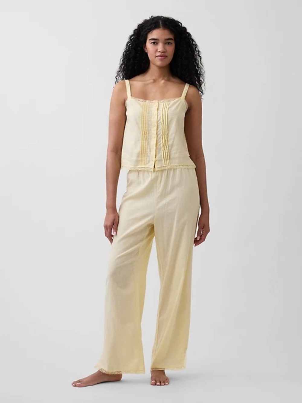 GAP Pale Yellow Button-Front Tank & Pants Set
